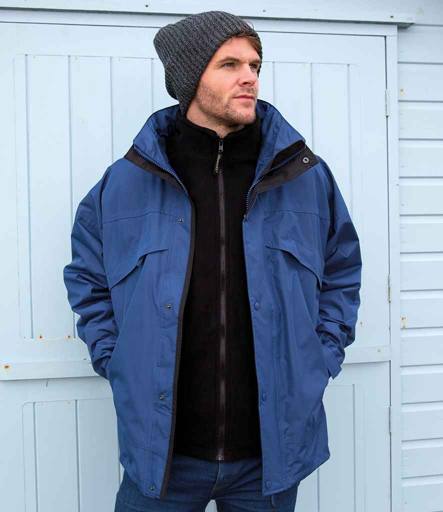Result 3-in-1 Waterproof Zip and Clip Fleece Lined Jacket | Royal Blue